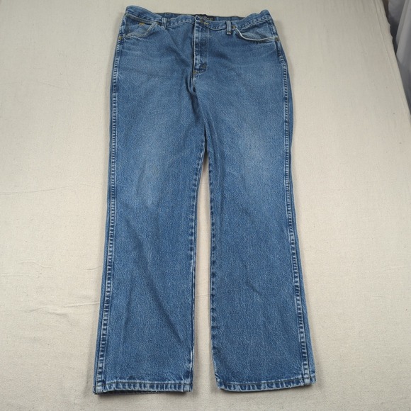 Wrangler Other - Wrangler Jeans Mens 38x32 Blue George Strait Cowboy Cut Western Distressed 936
